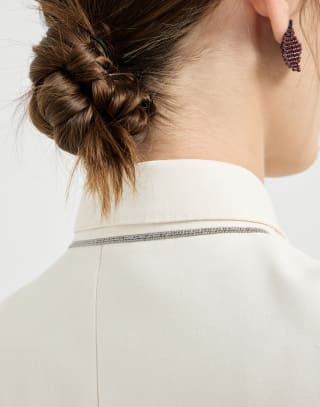 Fluid twill blazer Ivory Woman - Brunello Cucinelli