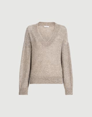 Dazzling texture sweater Light Brown Woman - Brunello Cucinelli