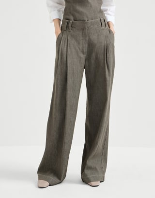 Wide Smart trousers Olive Woman - Brunello Cucinelli