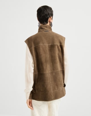 Жилет из замши Couture Коричневый Женщина - Brunello Cucinelli