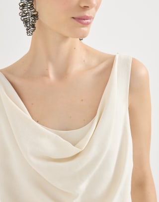 Top in twill Fluid Avorio Donna - Brunello Cucinelli