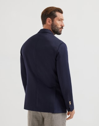 Veste déstructurée en sergé Bleu Marine Homme - Brunello Cucinelli