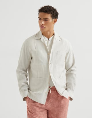 Cotton and linen guayabera Rope Man - Brunello Cucinelli