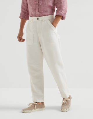 Брюки из саржи Белый с Сероватым Оттенком Мужчина - Brunello Cucinelli