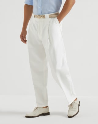 Hose in Baumwolle und Leinen Schneeweiß Herren - Brunello Cucinelli