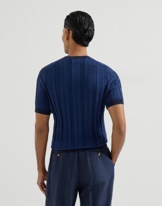 Knit T-shirt Navy Blue Man - Brunello Cucinelli