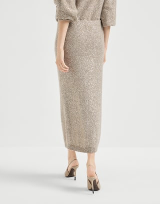 Dazzling texture skirt Beige Woman - Brunello Cucinelli