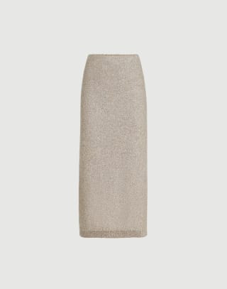 Dazzling texture skirt Beige Woman - Brunello Cucinelli