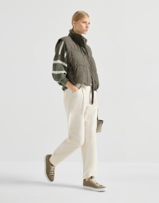 Baggy-Hose aus Fluid-Twill Elfenbein Damen - Brunello Cucinelli