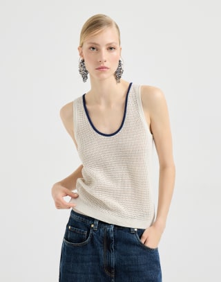 Net knit top Oat Woman - Brunello Cucinelli
