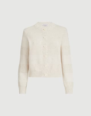 Cardigan with dazzling stripes Oat Woman - Brunello Cucinelli