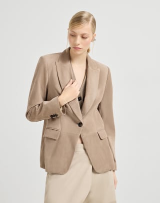 Giacca in camoscio Marrone Chiaro Donna - Brunello Cucinelli