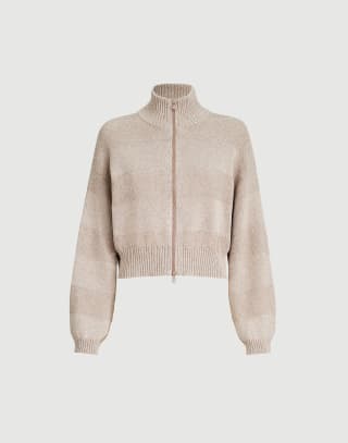 Cardigan Dazzling Stripes Deserto Donna - Brunello Cucinelli
