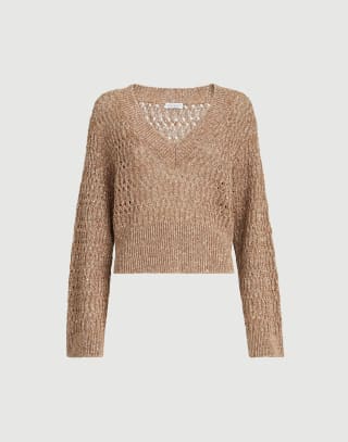 Dazzling braids sweater Brown Woman - Brunello Cucinelli