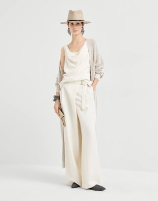 Sparkling net long cardigan Oat Woman - Brunello Cucinelli