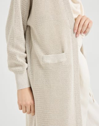 Sparkling net long cardigan Oat Woman - Brunello Cucinelli
