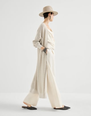 Sparkling net long cardigan Oat Woman - Brunello Cucinelli