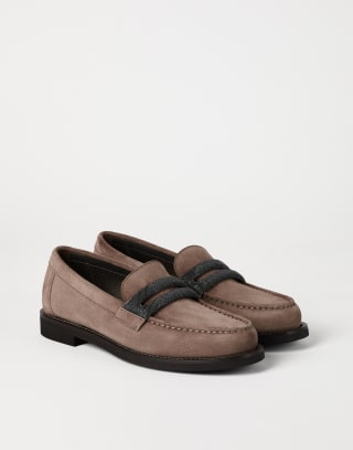Penny loafer in camoscio Marrone Donna - Brunello Cucinelli