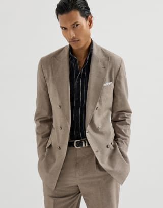 Veste déstructurée demi-croisée Marron Clair Homme - Brunello Cucinelli