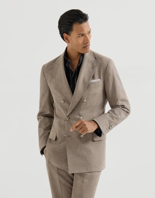 Veste déstructurée demi-croisée Marron Clair Homme - Brunello Cucinelli