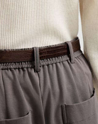 Pantalon Wide Track Marron Femme - Brunello Cucinelli