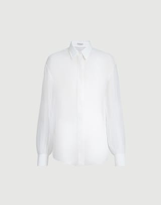 Chemise en soie Crispy Blanc Femme - Brunello Cucinelli