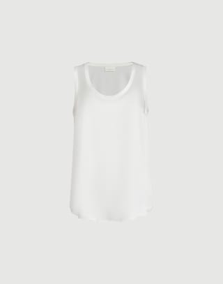 Haut en satin de soie extensible Blanc Femme - Brunello Cucinelli