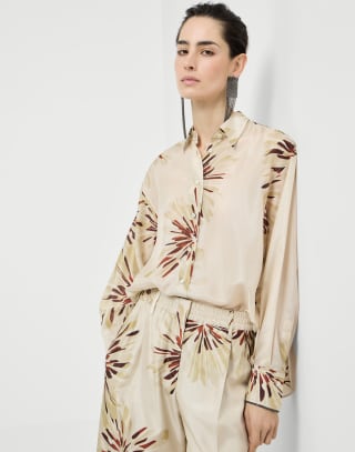 Bloom print pongee shirt Beige Silk Woman - Brunello Cucinelli