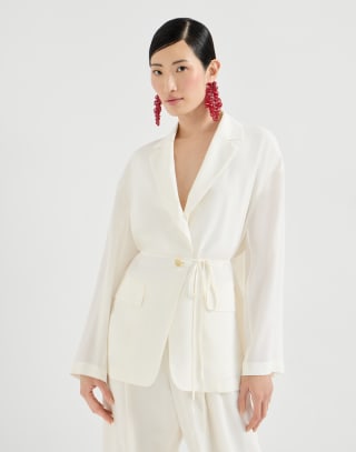 Sablé crêpe blazer White Woman - Brunello Cucinelli