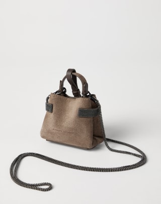Suede Top-Handle Essence bag Bark Woman - Brunello Cucinelli