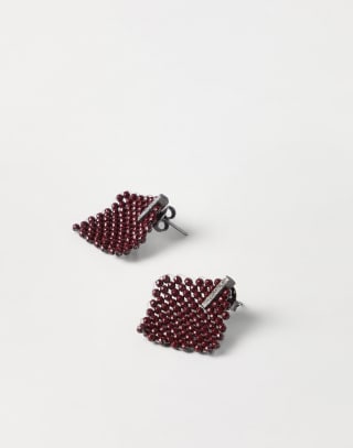 Hematite and Sterling Silver earrings Red Woman - Brunello Cucinelli