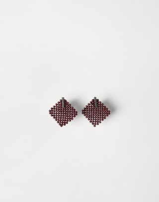 Hematite and Sterling Silver earrings Red Woman - Brunello Cucinelli