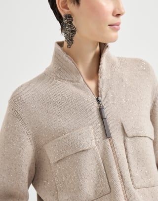 Jacke aus Diamant-Baumwolle Sandbeige Damen - Brunello Cucinelli