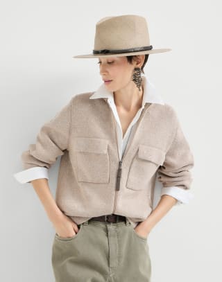 Jacke aus Diamant-Baumwolle Sandbeige Damen - Brunello Cucinelli