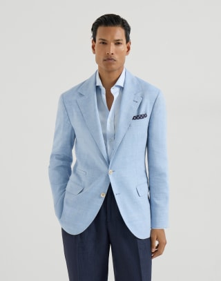 Chevron deconstructed blazer Azure Man - Brunello Cucinelli