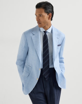 Chevron deconstructed blazer Azure Man - Brunello Cucinelli