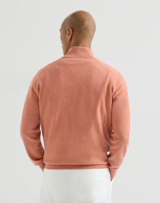Maglia in cashmere con apertura zip Albicocca Uomo - Brunello Cucinelli