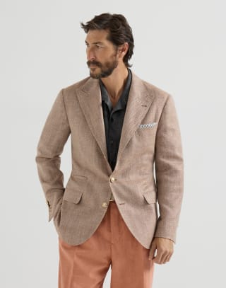 Chevron deconstructed blazer Apricot Man - Brunello Cucinelli
