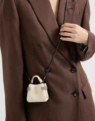 Suede Top-Handle Essence bag Ivory Woman - Brunello Cucinelli