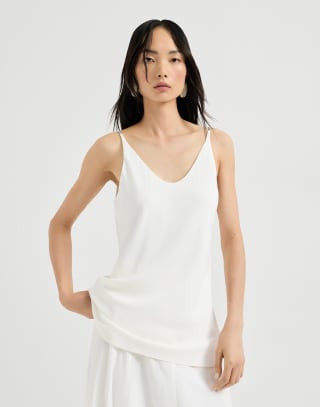 Top with shiny straps White Woman - Brunello Cucinelli