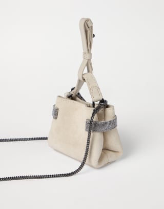 Suede Top-Handle Essence bag Ivory Woman - Brunello Cucinelli