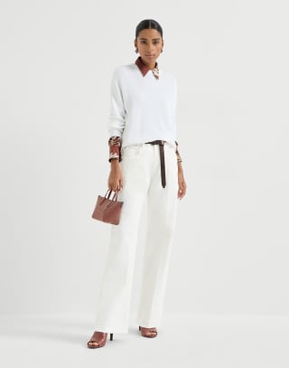 Cotton sweater White Woman - Brunello Cucinelli