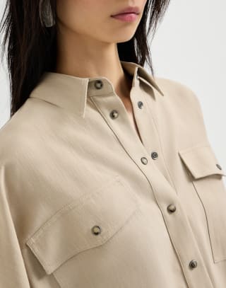 Chemise en sergé Fluid Sable Femme - Brunello Cucinelli