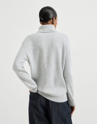 Cashmere English rib sweater Light Grey Woman - Brunello Cucinelli