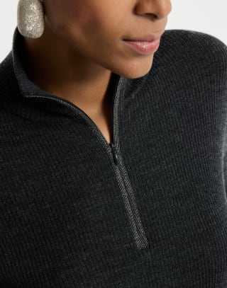 Virgin wool and cashmere sweater Anthracite Woman - Brunello Cucinelli