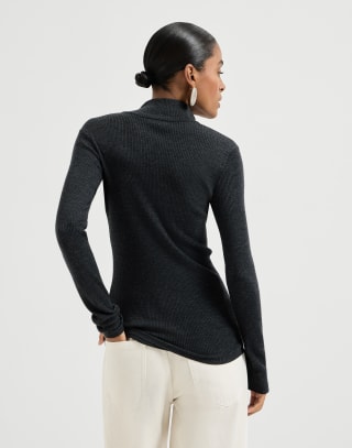 Virgin wool and cashmere sweater Anthracite Woman - Brunello Cucinelli