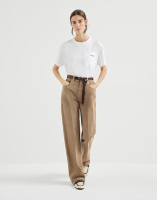 Pantalone Contemporary Loose Marrone Chiaro Donna - Brunello Cucinelli