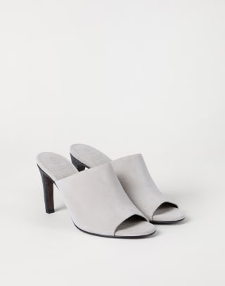Chaussures à talon haut en daim Gris Femme - Brunello Cucinelli