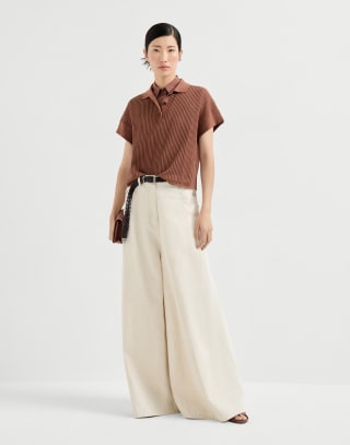 Polo Net a coste Rosso Mattone Donna - Brunello Cucinelli