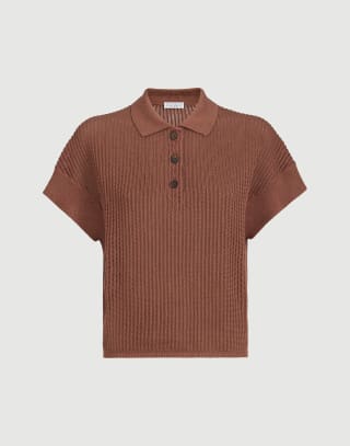 Polo Net a coste Rosso Mattone Donna - Brunello Cucinelli